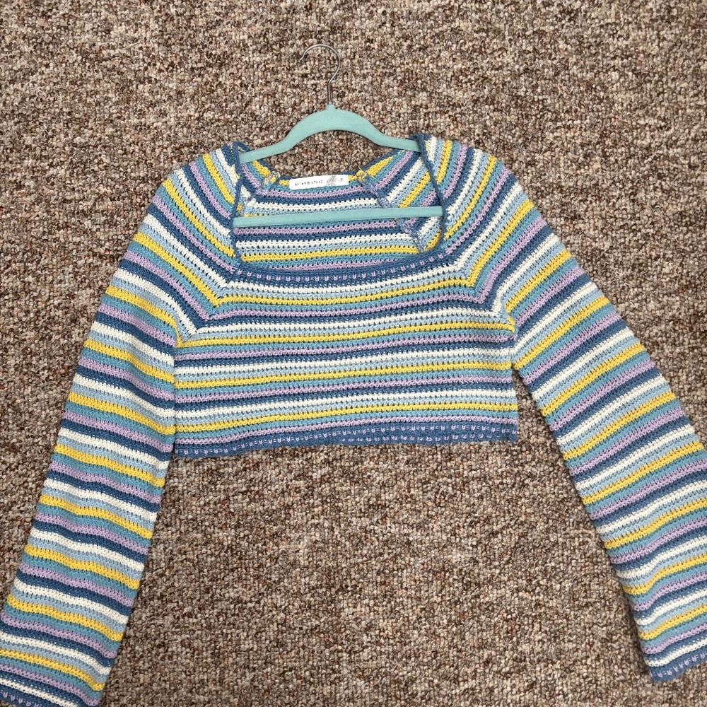 Altar‘d State crochet long sleeve stripes S